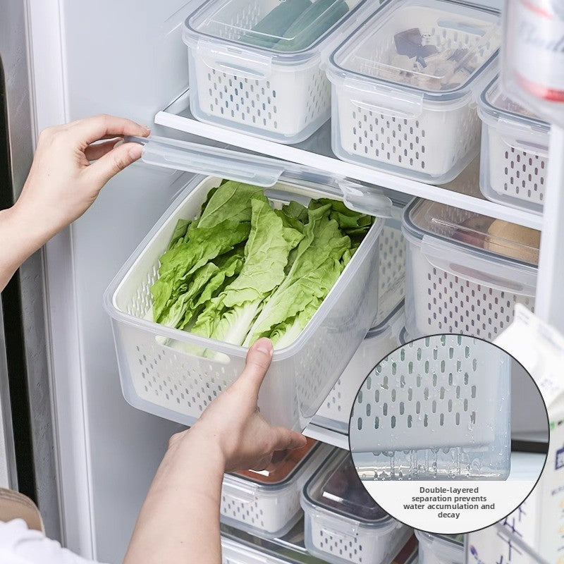 Refrigerator Food Preservation Container with Drain Basket