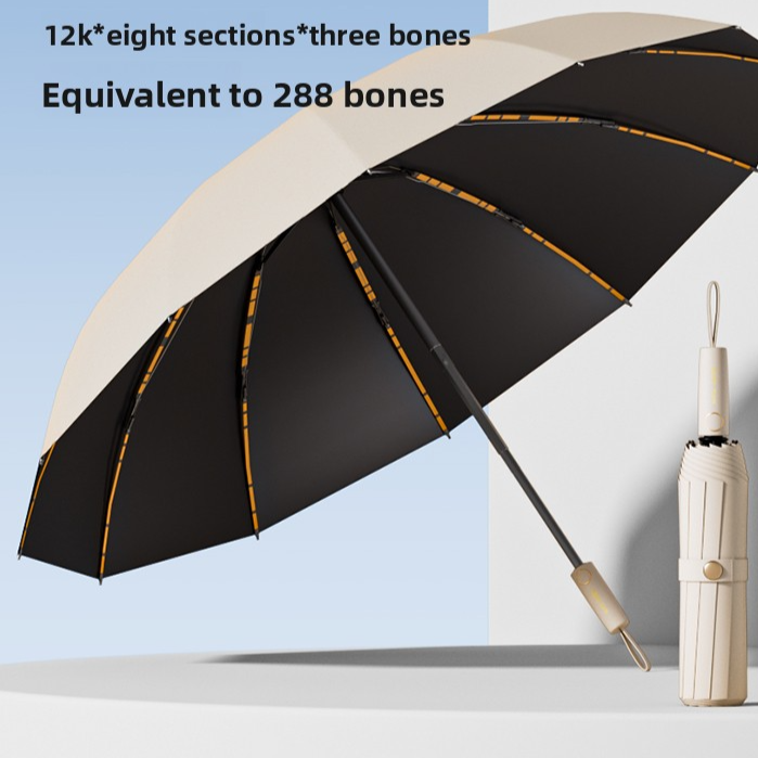 Reinforced Automatic Umbrella with Sun and Rain Protection