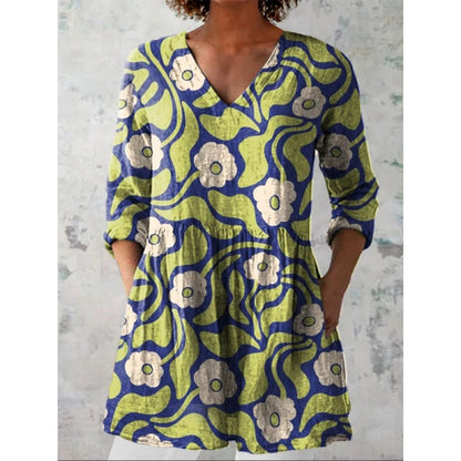 Relaxed and comfortable digital print women's round-neck short-sleeve top