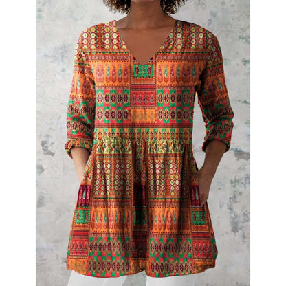Relaxed and comfortable digital print women's round-neck short-sleeve top
