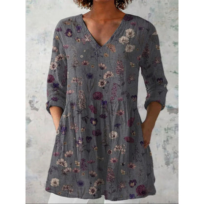 Relaxed and comfortable digital print women's round-neck short-sleeve top