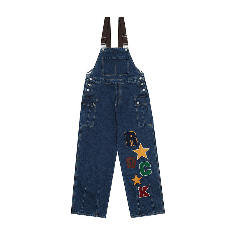 Relaxed wide-leg casual jumpsuit pants
