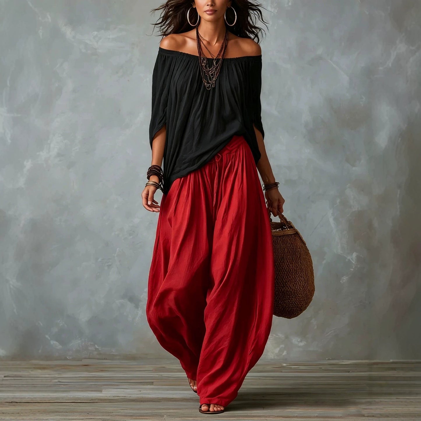 Relaxed wide-leg pants