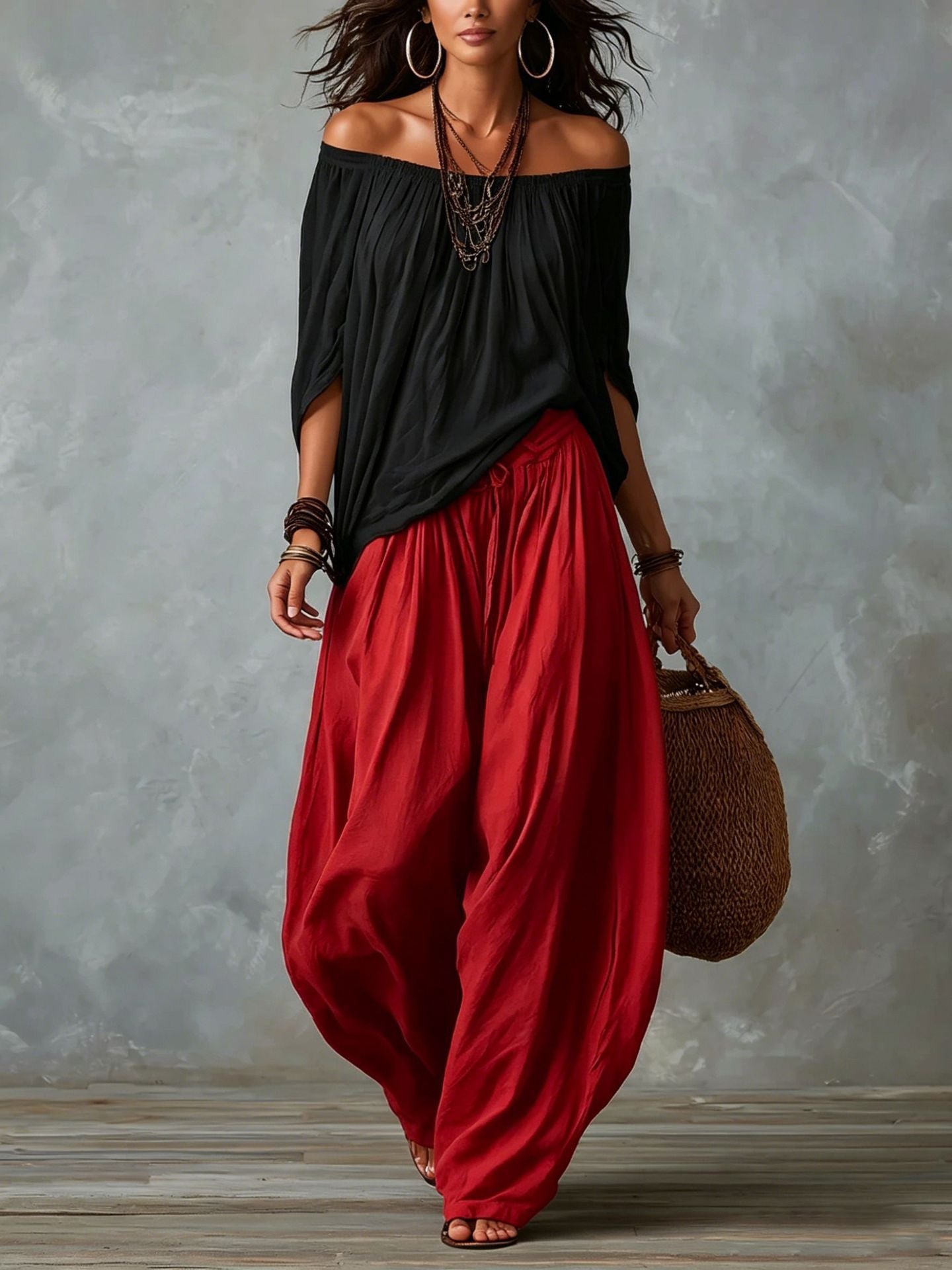 Relaxed wide-leg pants