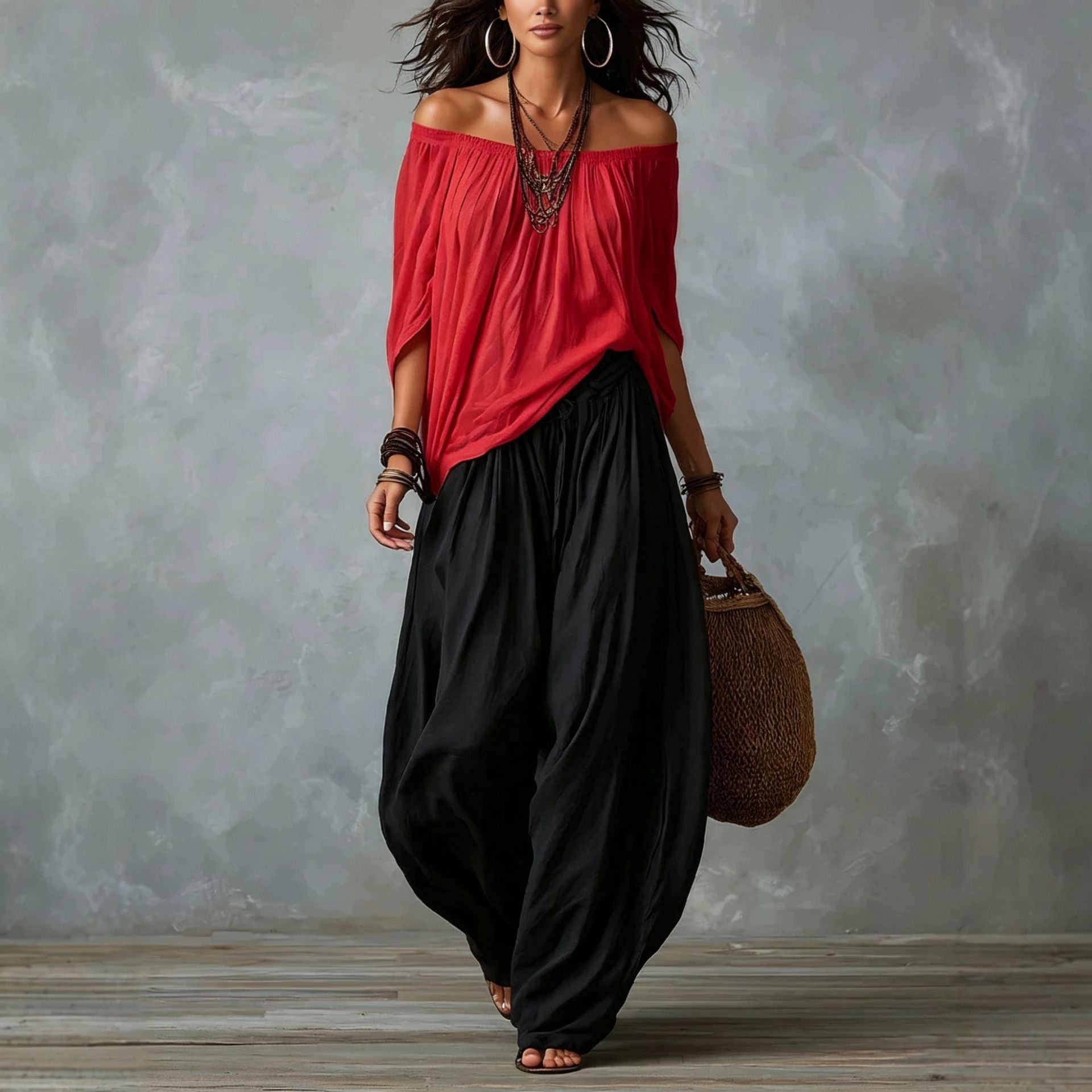 Relaxed wide-leg pants