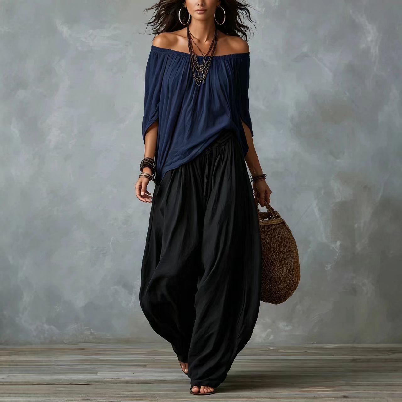 Relaxed wide-leg pants