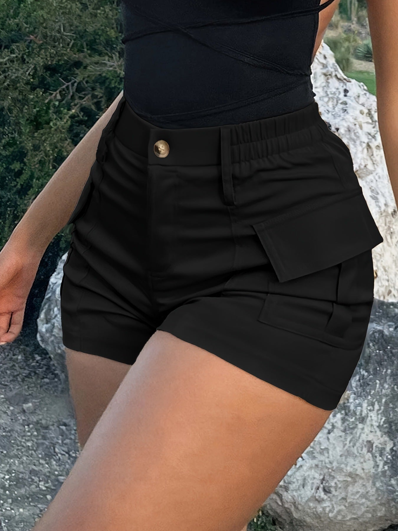 Relaxing high-waisted button-down work pants