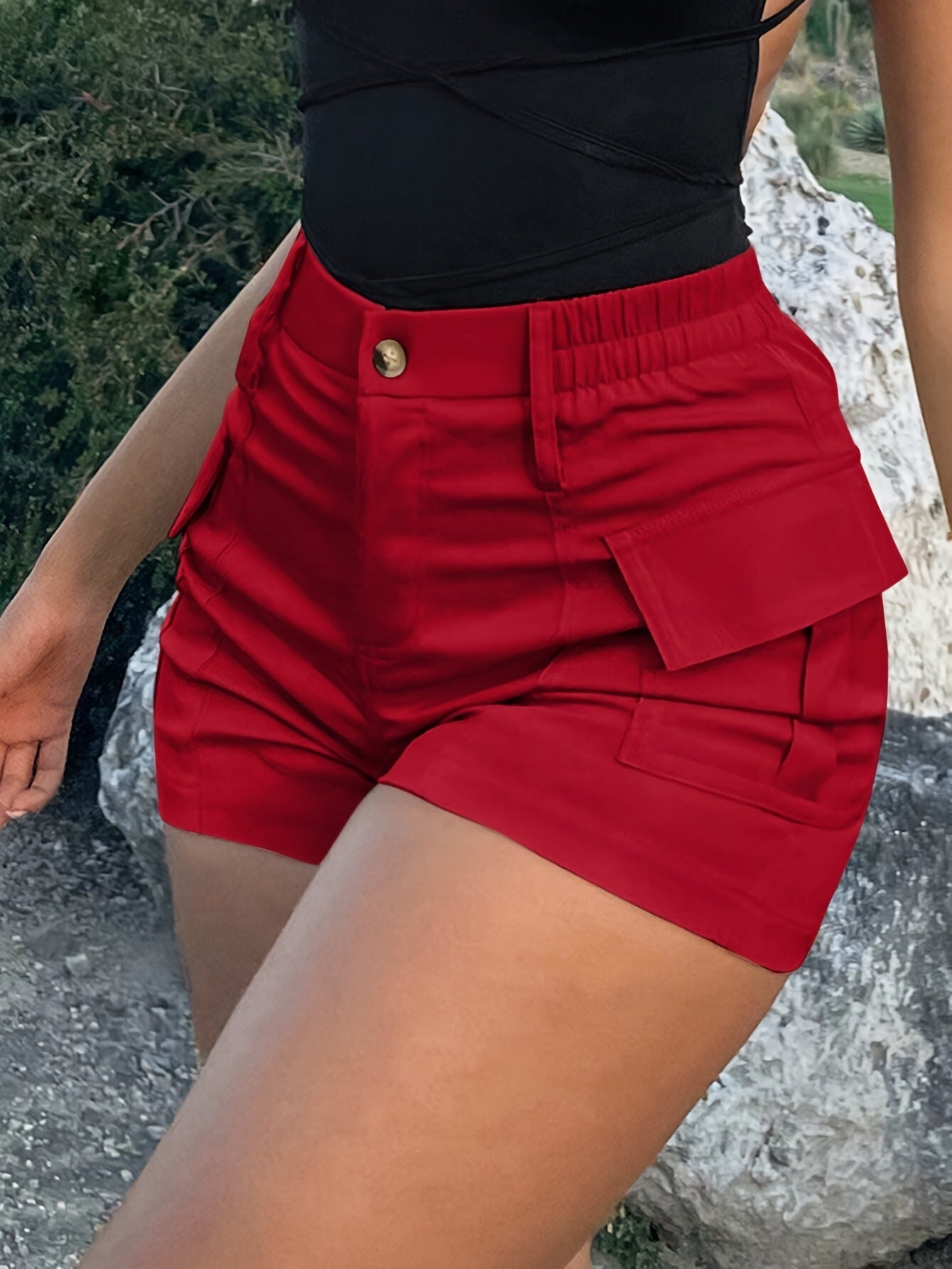 Relaxing high-waisted button-down work pants