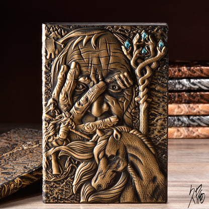 Relief leather notebook