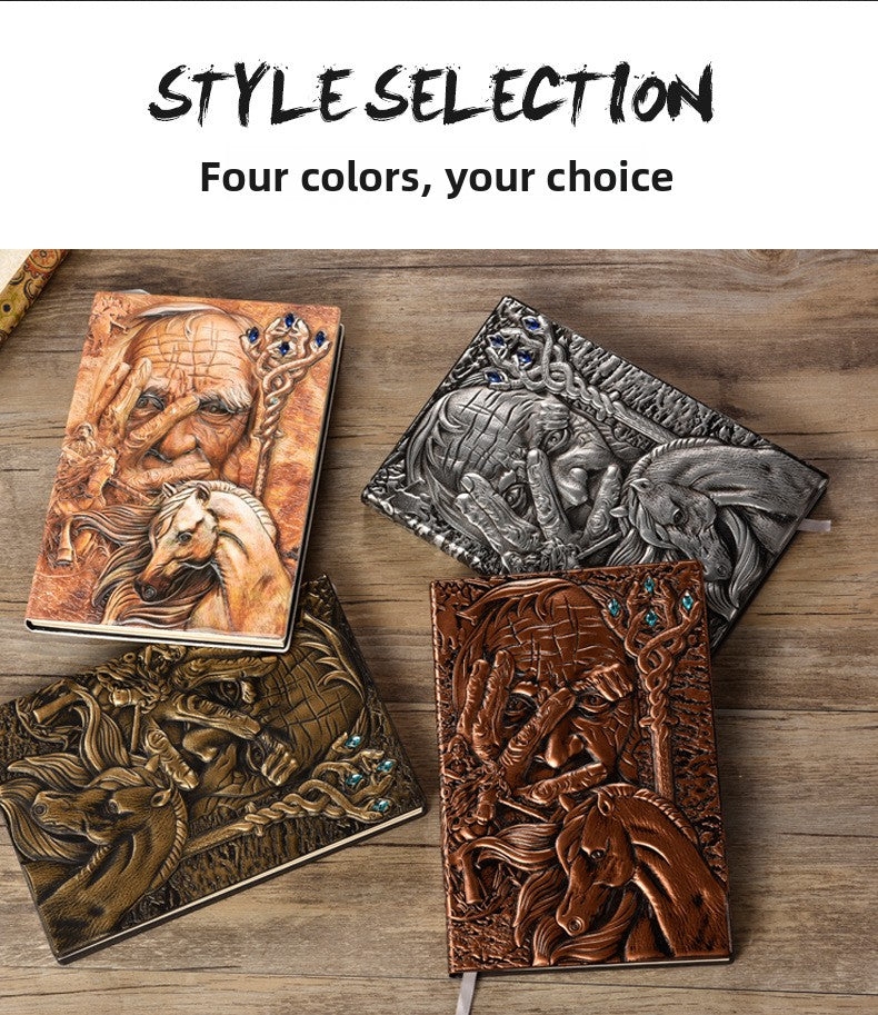 Relief leather notebook