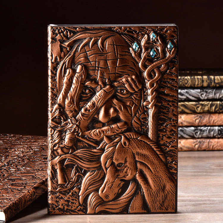 Relief leather notebook