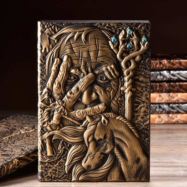Relief leather notebook