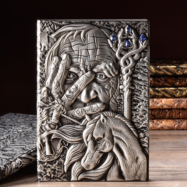 Relief leather notebook