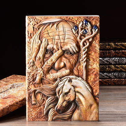 Relief leather notebook