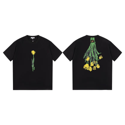 Relief-printed short-sleeved T-shirt