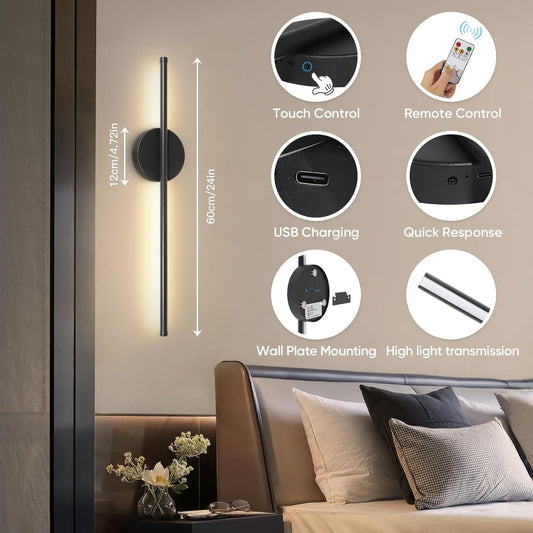 Remote-controlled dimmable wireless wall lamp