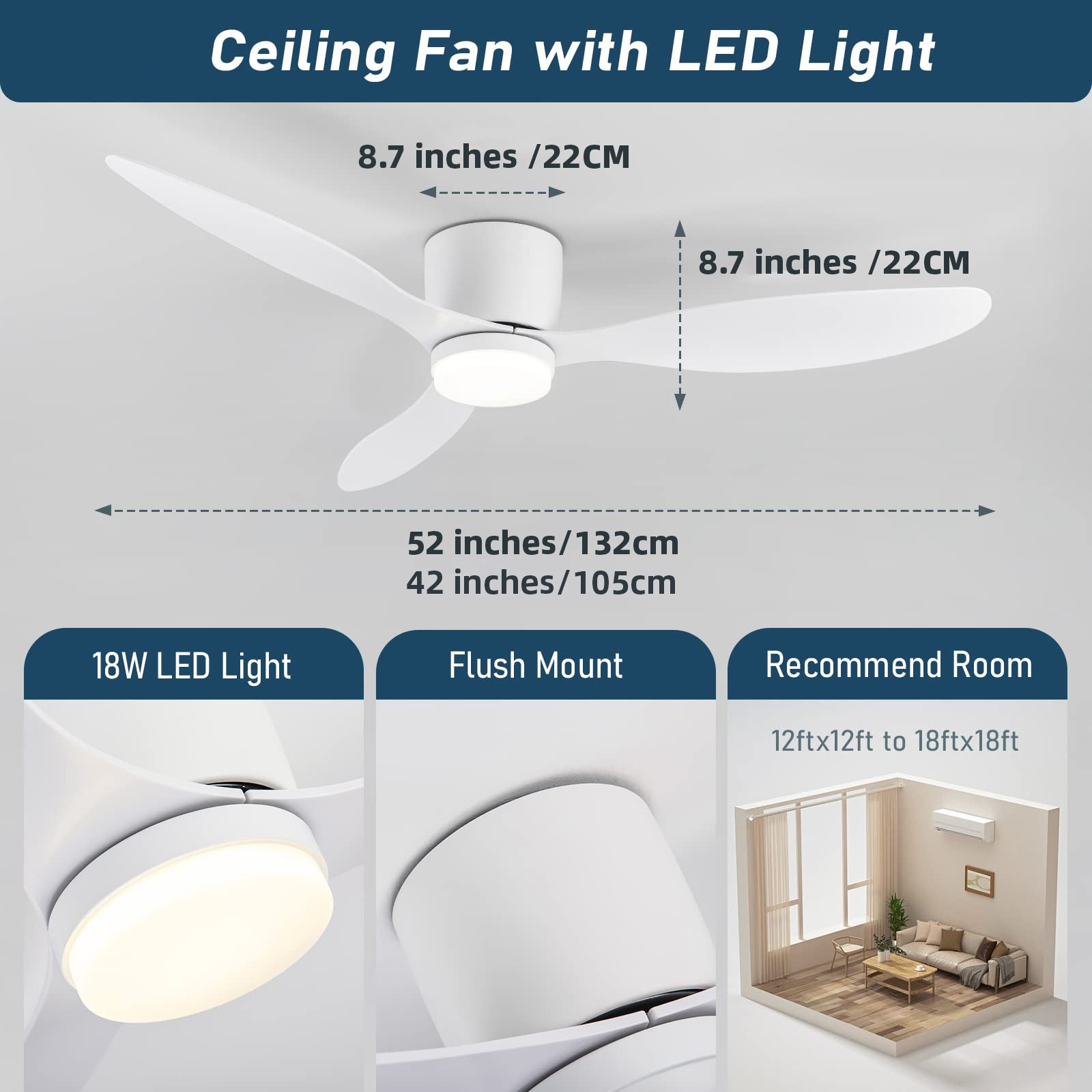 Remote Controlled LED Ceiling Fan with Light
