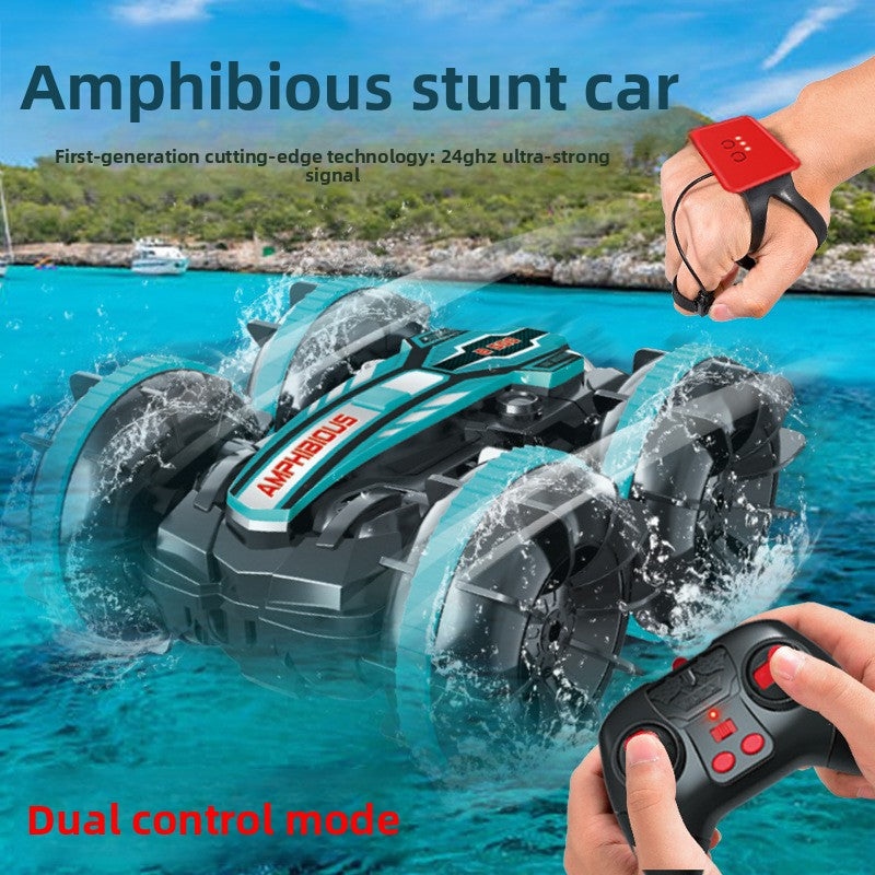 Remote-controlled stunt amphibious vehicle