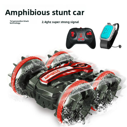 Remote-controlled stunt amphibious vehicle