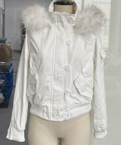Removable fur collar coat
