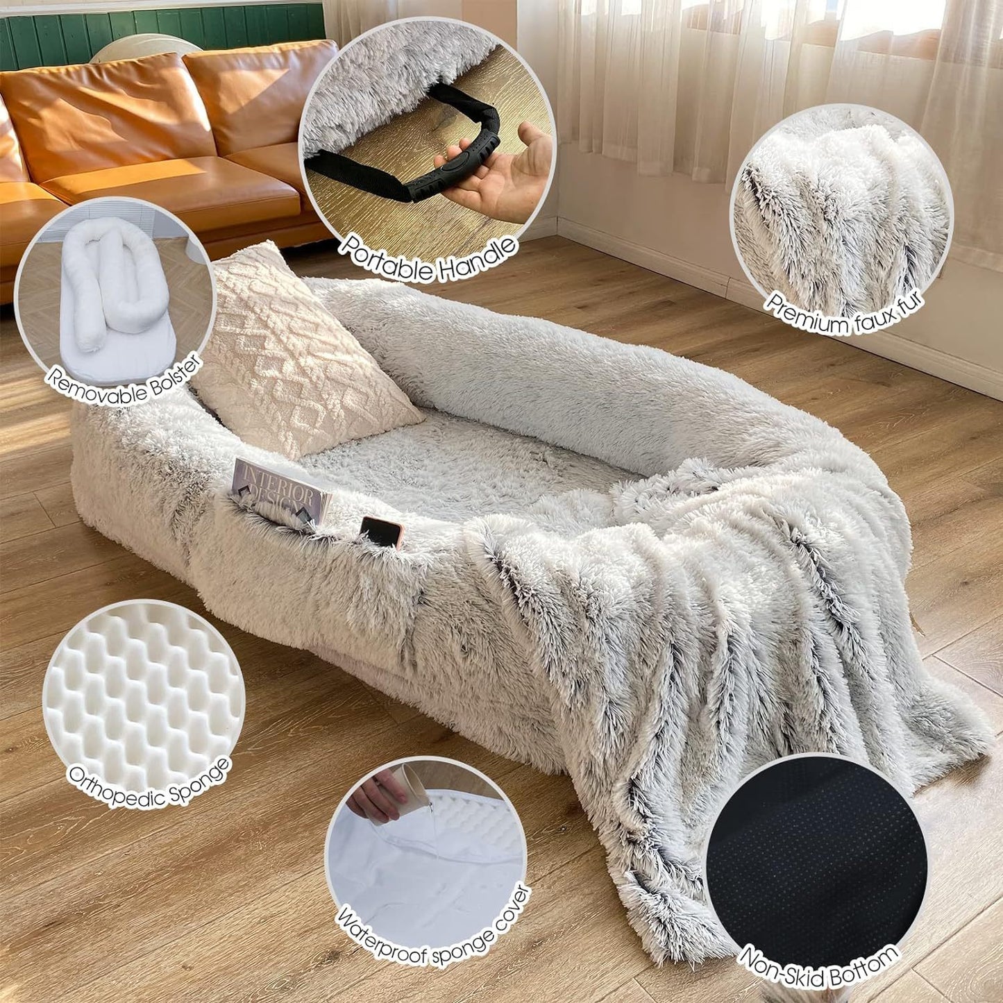Removable Washable Plush Pet Bed with Pillow