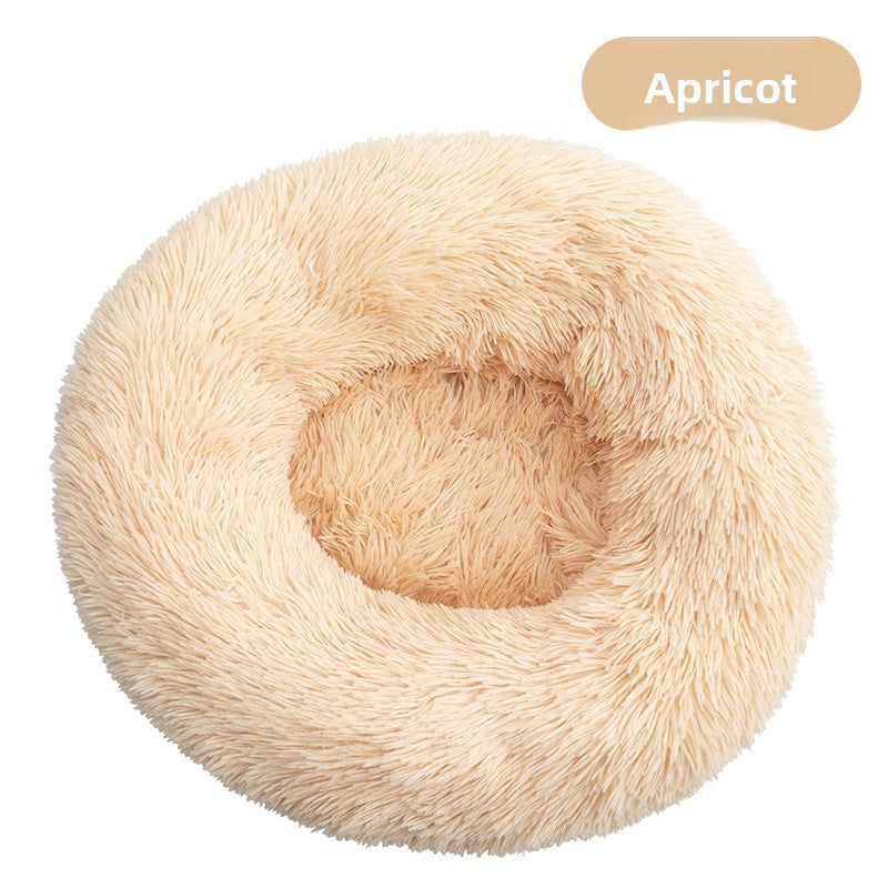 Removable Washable Plush Round Pet Bed for Dogs and Cats