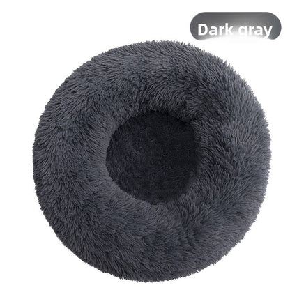 Removable Washable Plush Round Pet Bed for Dogs and Cats