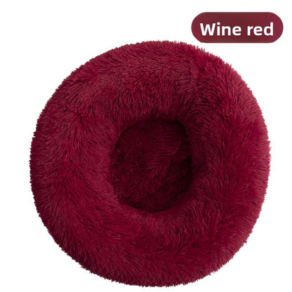 Removable Washable Plush Round Pet Bed for Dogs and Cats