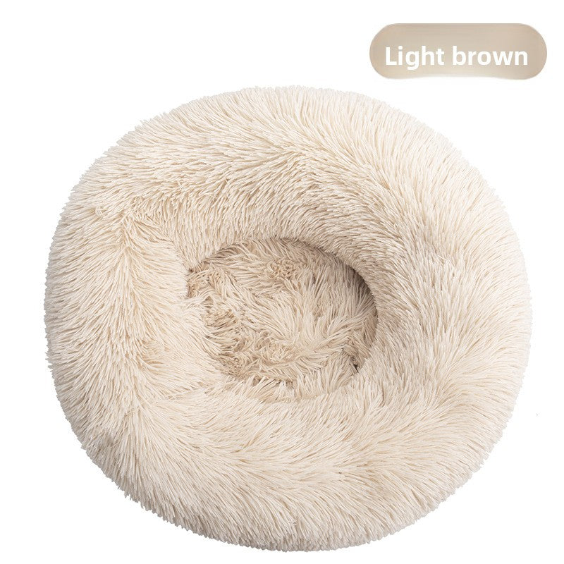 Removable Washable Plush Round Pet Bed for Dogs and Cats
