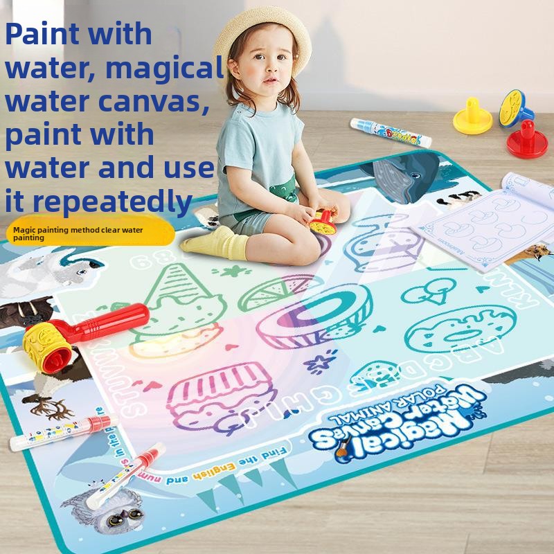 Repeatedly applying graffiti watercolor on the carpet