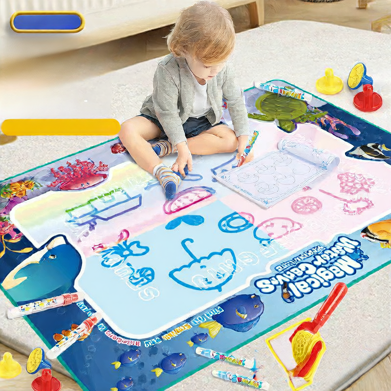Repeatedly applying graffiti watercolor on the carpet