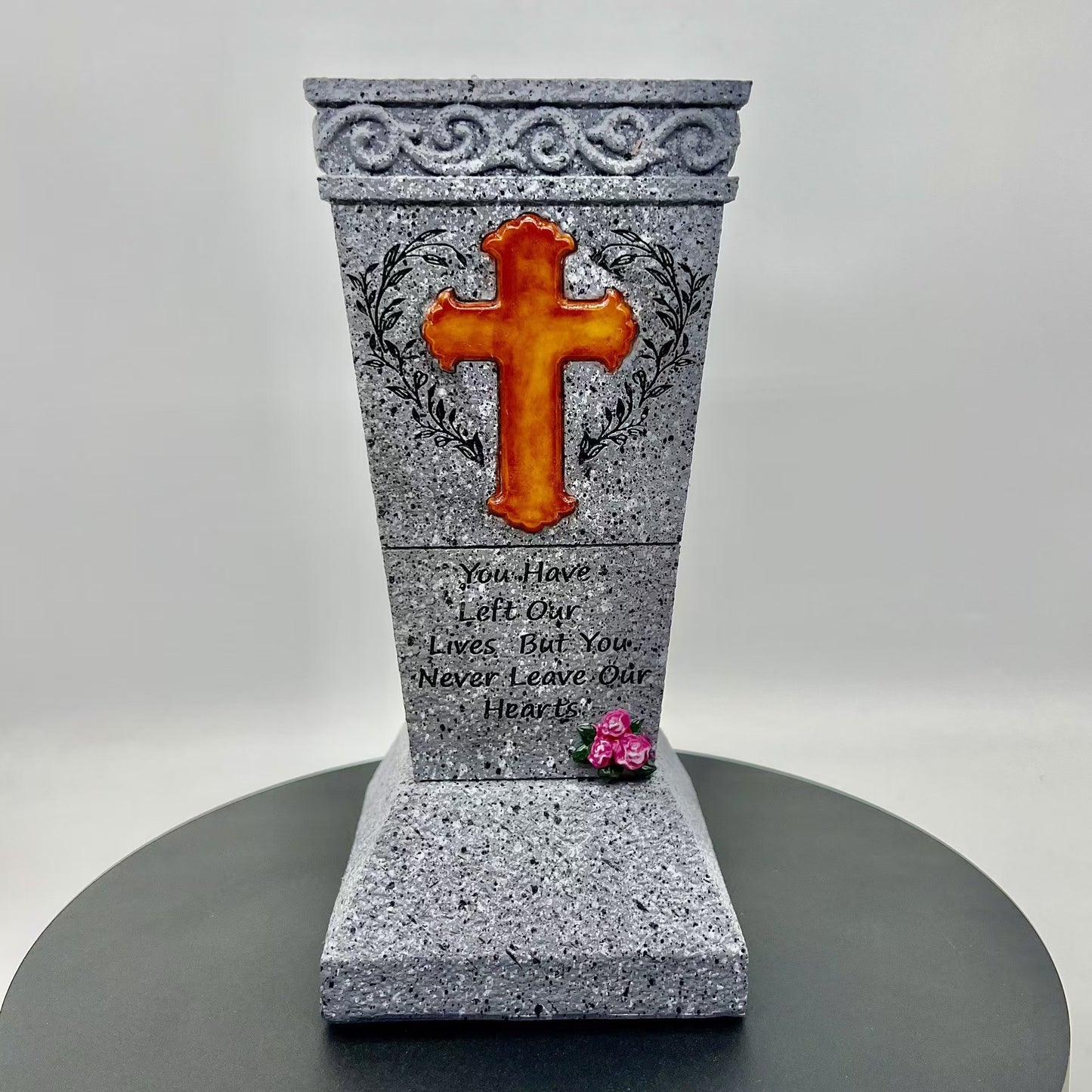 Resin Cemetery Cross Pet Tombstone with Light Garden Decoration