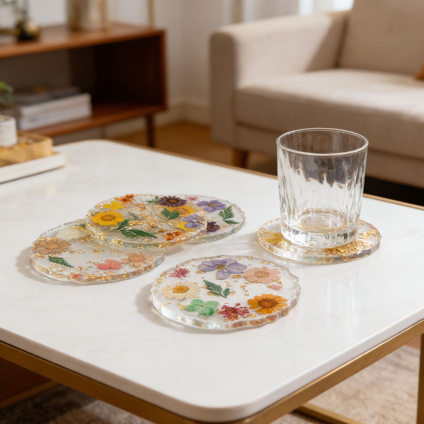 Resin Flower Coaster Heat Insulation Table Decor