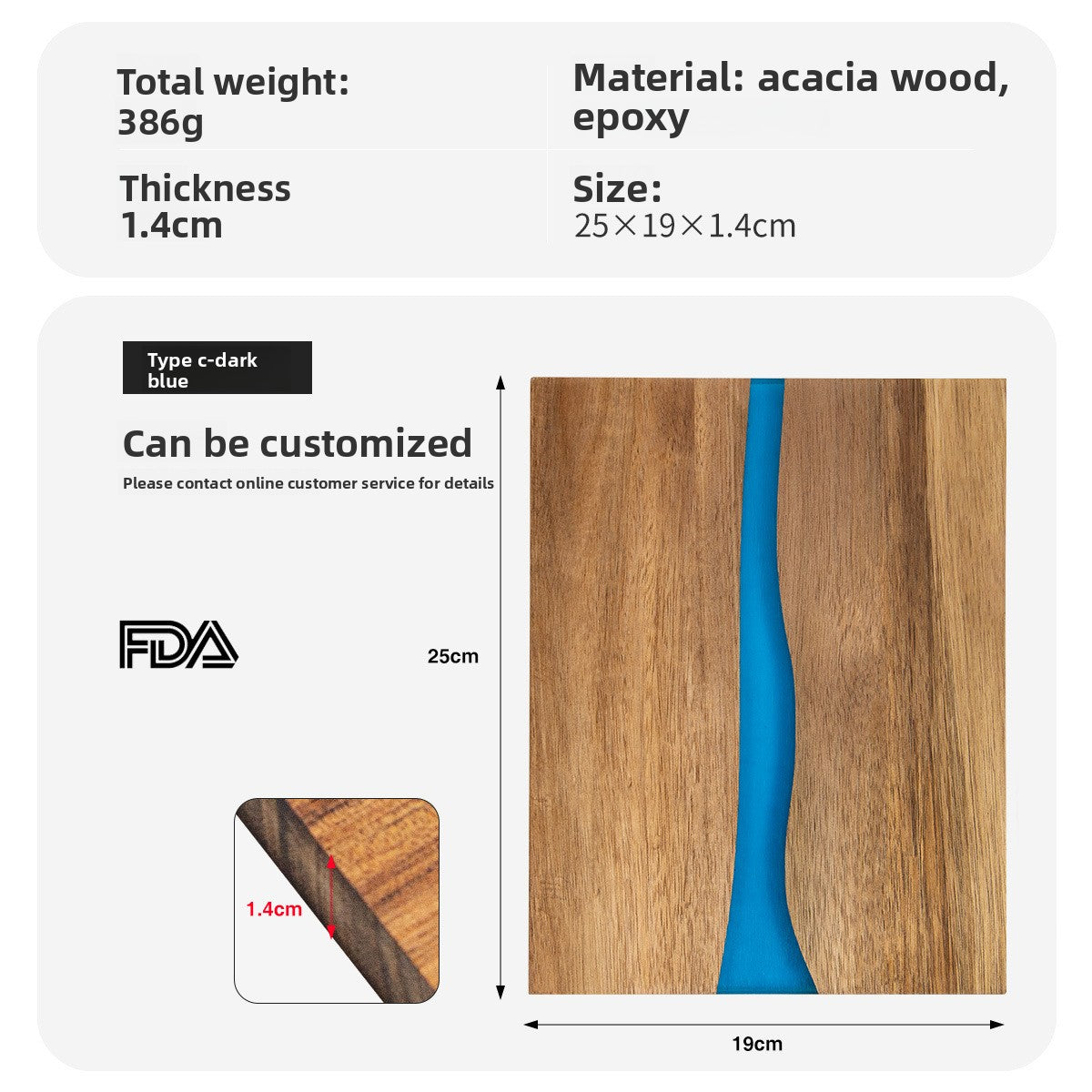 Resin River Acacia Wood Splicing Cutting Board