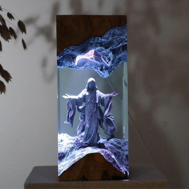 Resin Saint Statue Art Lamp