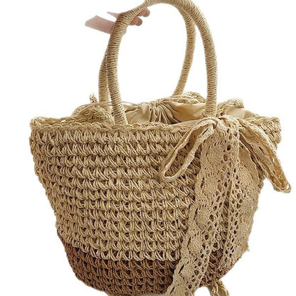 Resort Style Lace Woven Straw Crossbody Bag