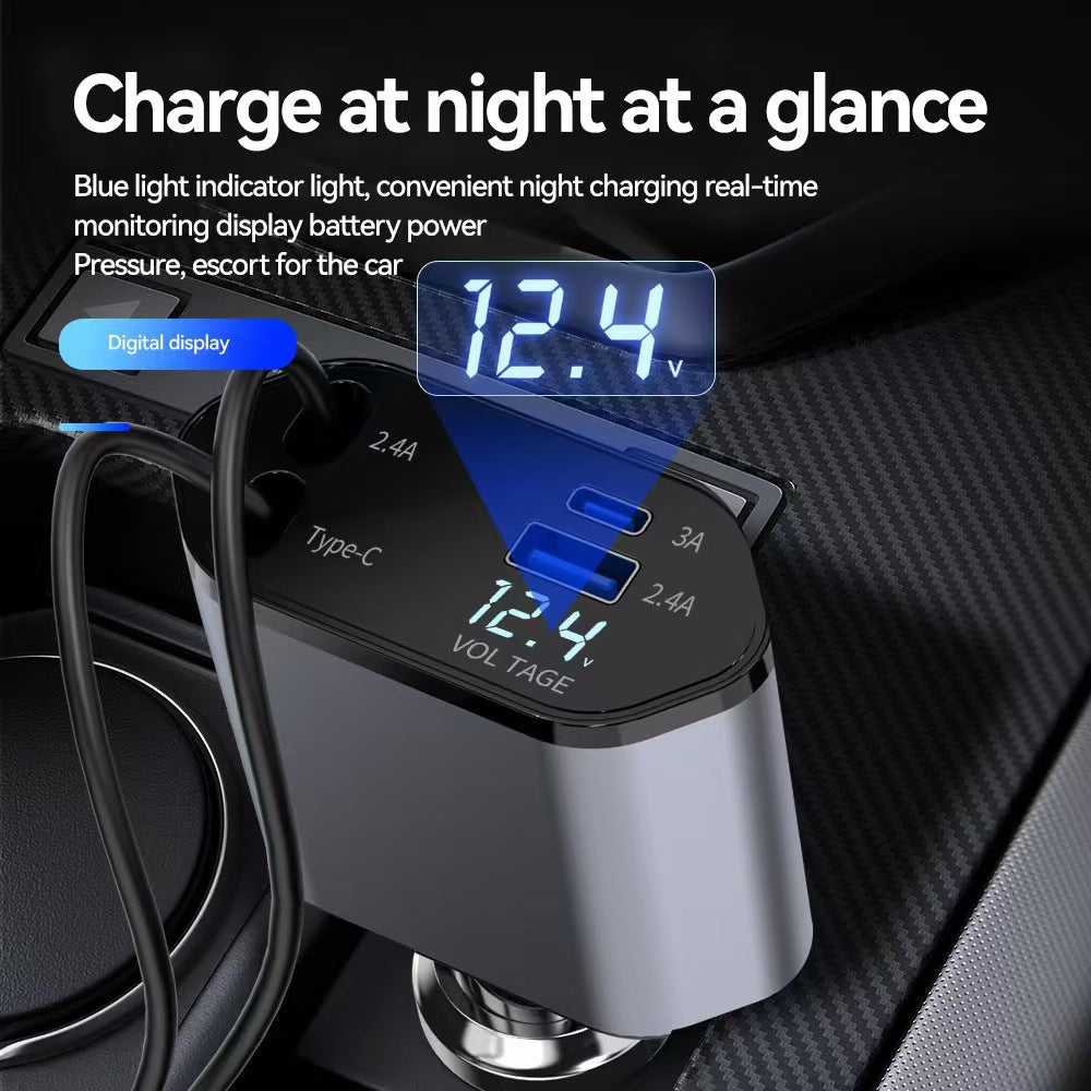 Retractable Cable Car Charger 120W Fast Charging