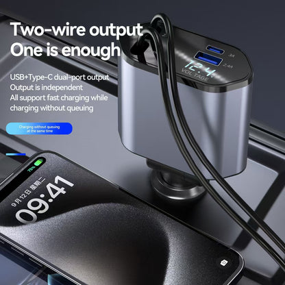 Retractable Cable Car Charger 120W Fast Charging