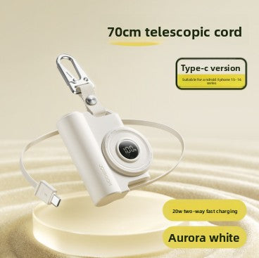 Retractable Cable Power Bank with Digital Display and Fast Charging