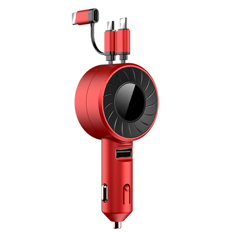 Retractable Car Charger Three-In-One Car Cigarette Lighter Fast Charging Multi-Function USB Car Charger