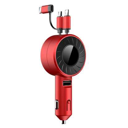 Retractable Car Charger Three-In-One Car Cigarette Lighter Fast Charging Multi-Function USB Car Charger