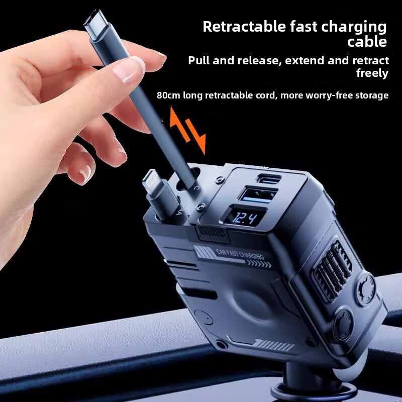 Retractable Cord 120W Fast Car Charger