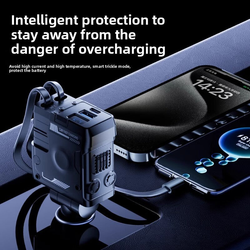 Retractable Cord 120W Fast Car Charger