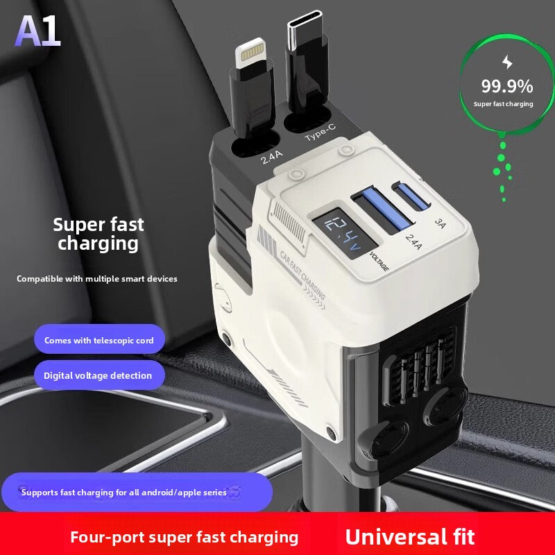 Retractable Cord 120W Fast Car Charger