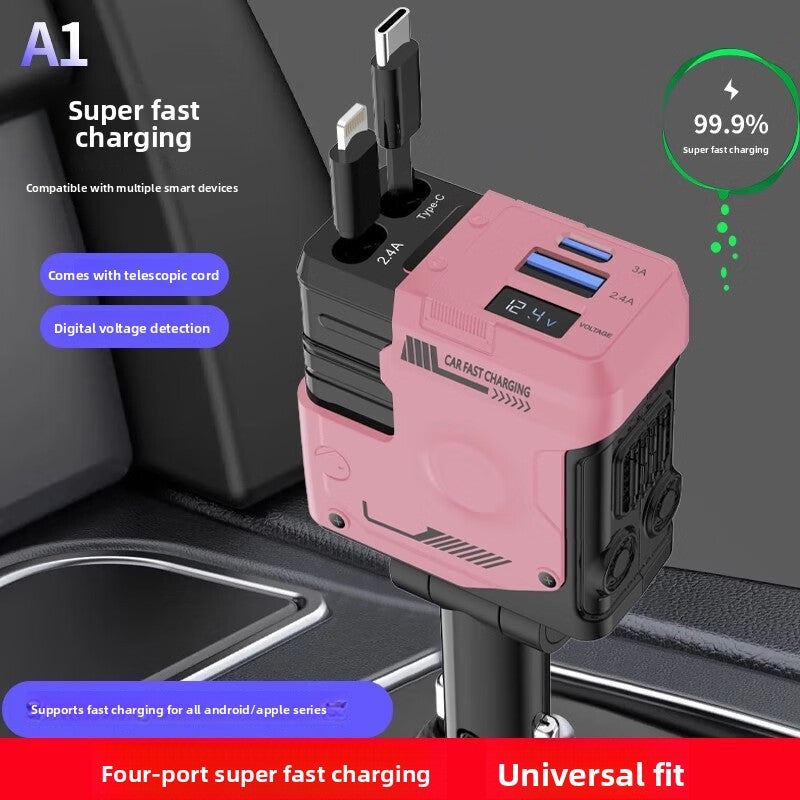Retractable Cord 120W Fast Car Charger