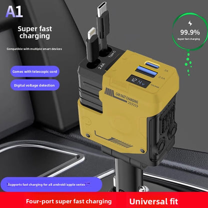 Retractable Cord 120W Fast Car Charger