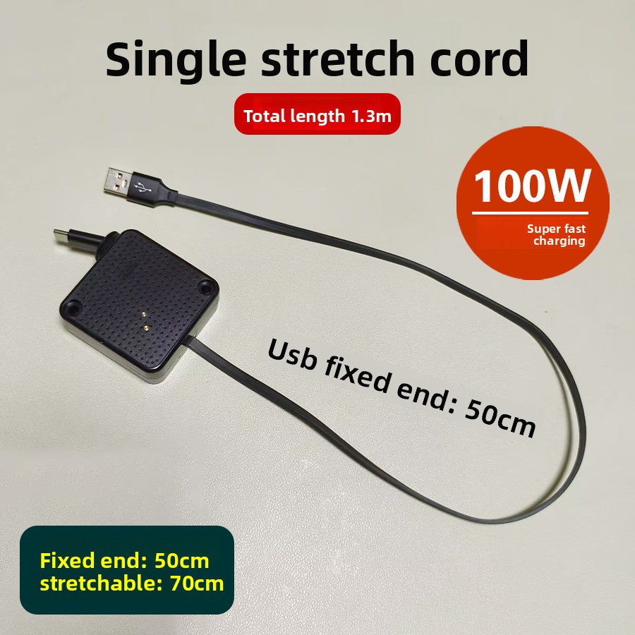 Retractable Data Cable Fast Charging 100W USB-C Type-C
