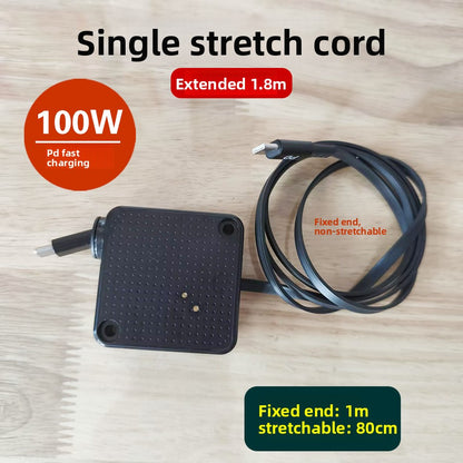 Retractable Data Cable Fast Charging 100W USB-C Type-C