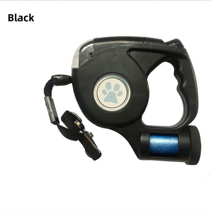 Retractable Dog Leash with LED Light and Waste Bag Holder