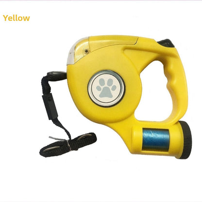 Retractable Dog Leash with LED Light and Waste Bag Holder
